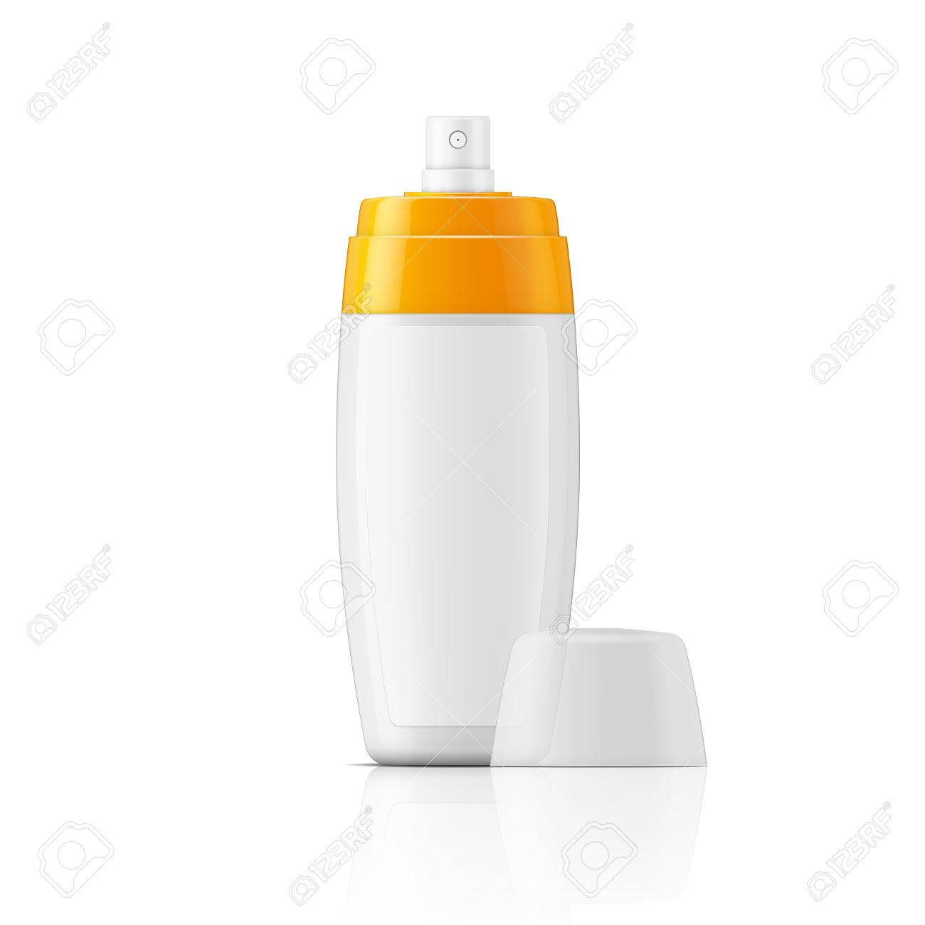 white plastic spray bottle template with blanc label for protection