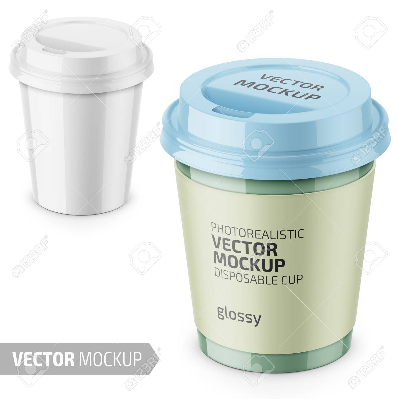 Download White Glossy Disposable Cup With Paper Sleeve And Plastic Lid Royalty Free Cliparts Vectors And Stock Illustration Image 111910614
