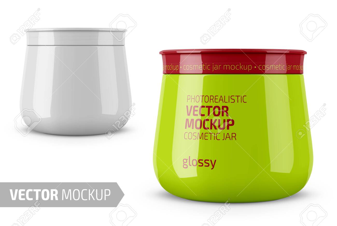 Round White Glossy Plastic Jar With Lid For Cosmetics Body Royalty Free Cliparts Vectors And Stock Illustration Image 135486087