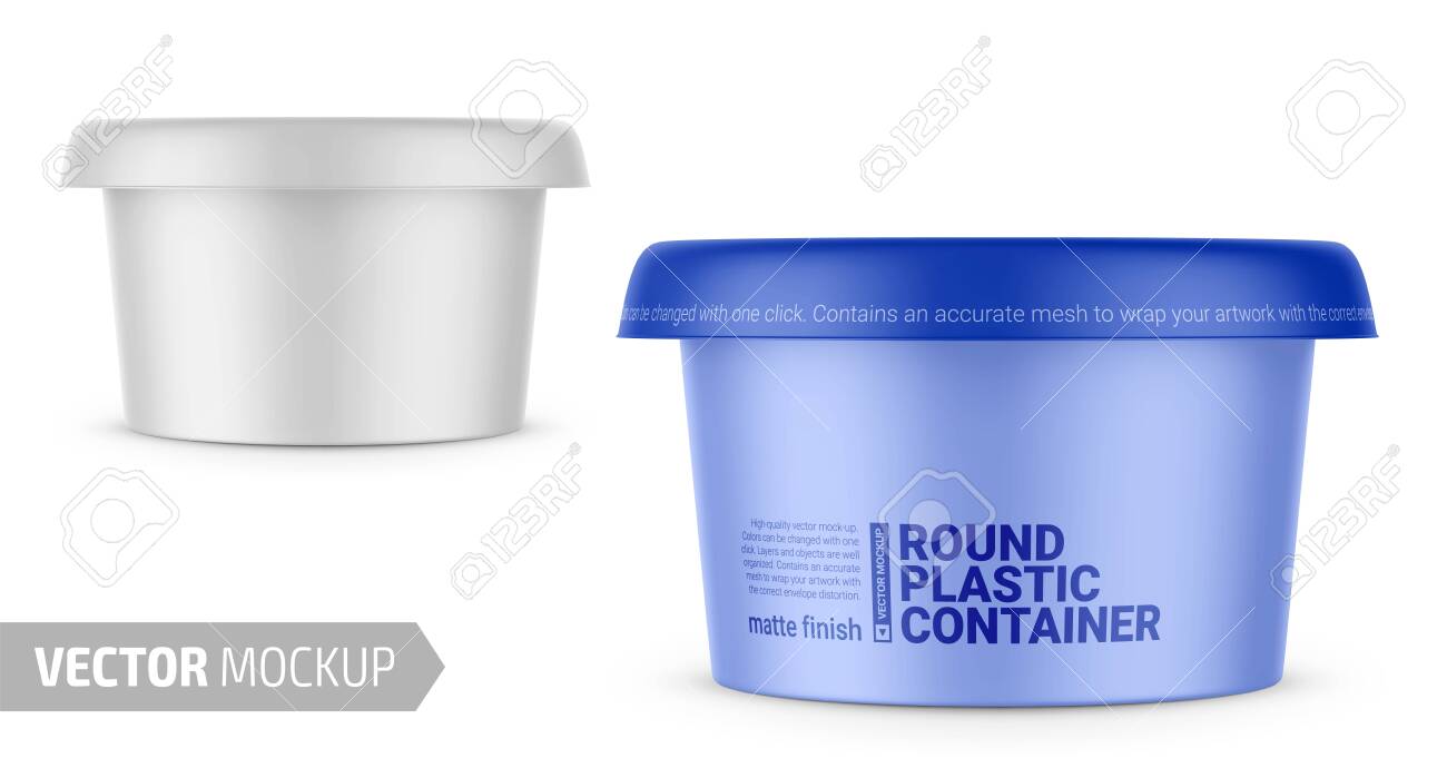 Download White Matte Glossy Plastic Container For Dairy Products Spread Royalty Free Cliparts Vectors And Stock Illustration Image 141358494