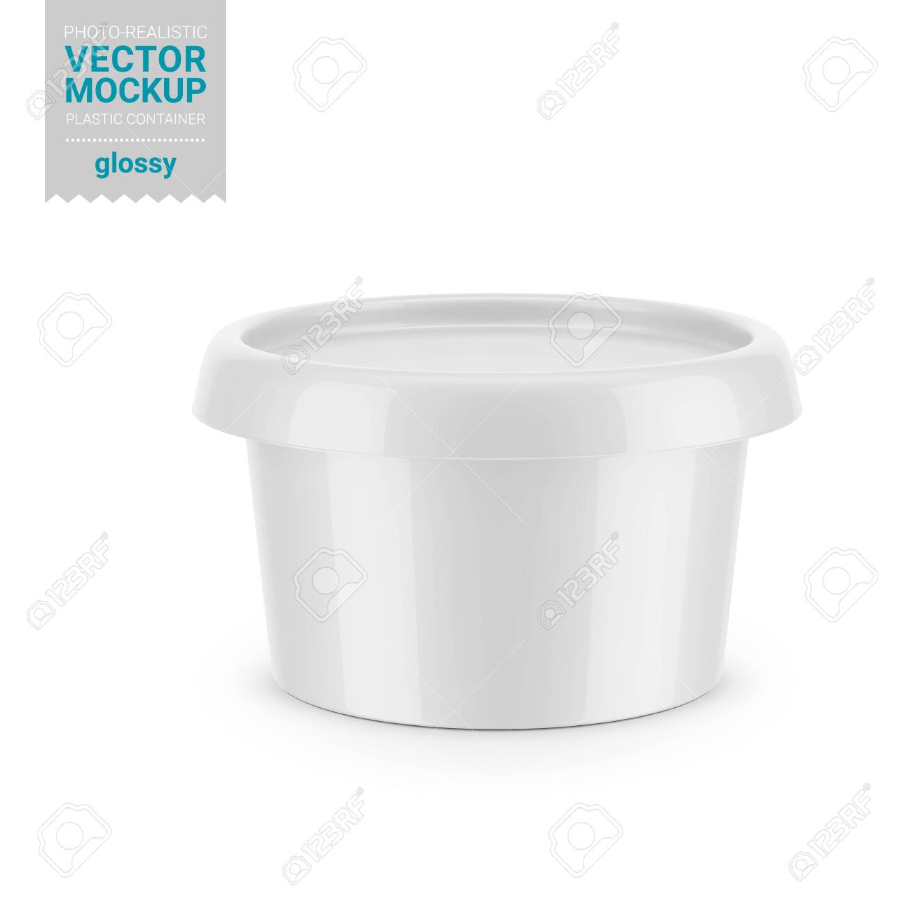 Download White Round Glossy Plastic Container For Dairy Products Spread Royalty Free Cliparts Vectors And Stock Illustration Image 141358880