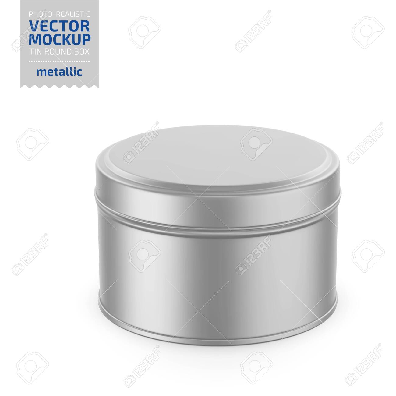 Download Round White Metallic Tin Round Box Container For Dry Products Royalty Free Cliparts Vectors And Stock Illustration Image 141364397