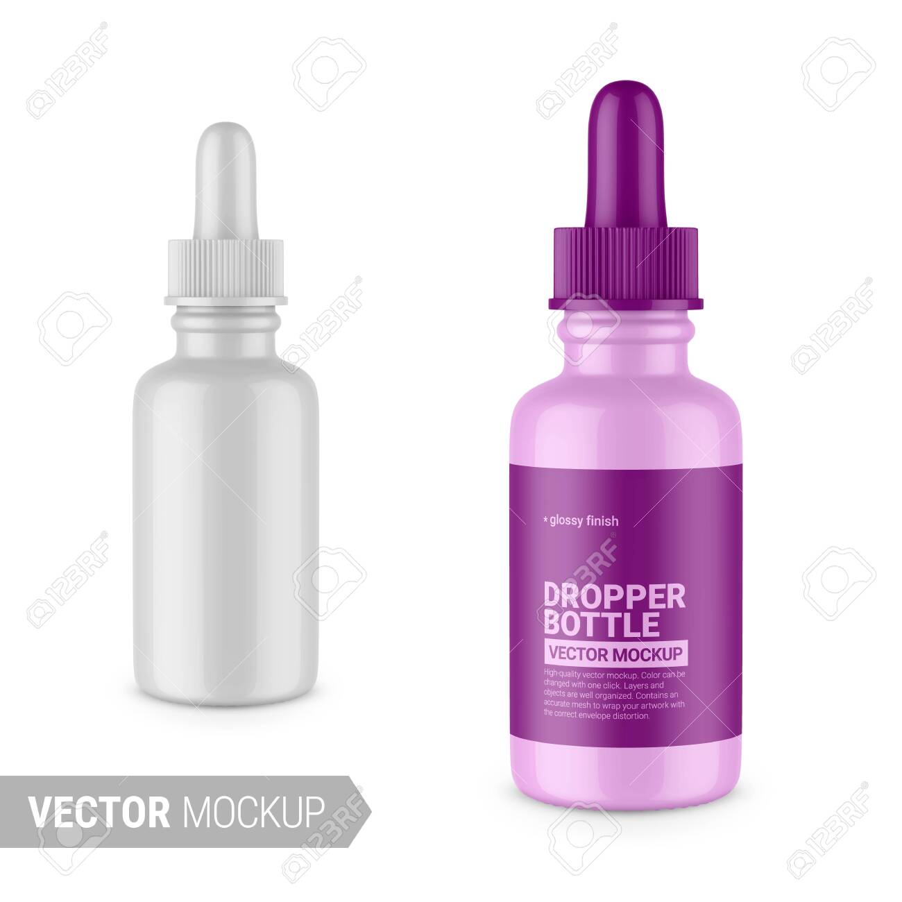 Download Glossy White Dropper Bottle Contains Accurate Mesh To Wrap Your Royalty Free Cliparts Vectors And Stock Illustration Image 142211706