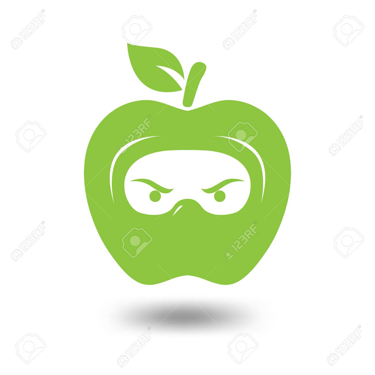 apple head ninja logo template apple fruit and ninja logo element