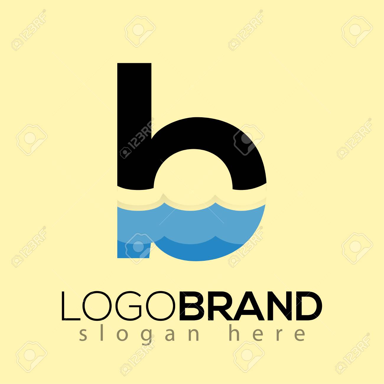 b letter and creative wave logo vector template royalty free yellow wave logo