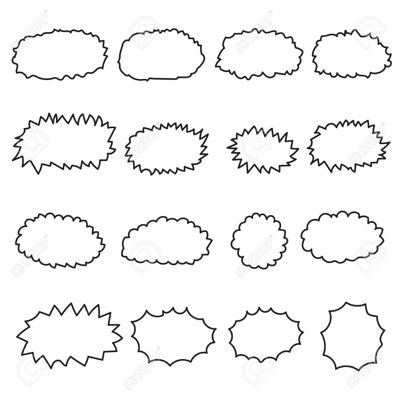 Formas Doodle Conjunto De Mensajes Dibujos A Lapiz Dibujado A