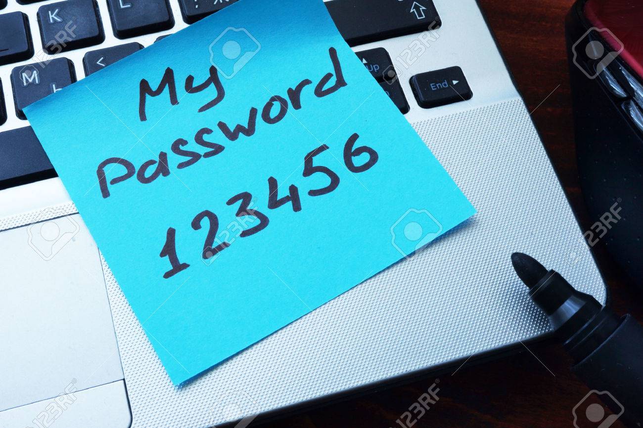 Easy Password concept. My password 123456 written on a paper with marker. - 56033798 Easy Password concept. My password 123456 written on a paper with marker. - 56033798