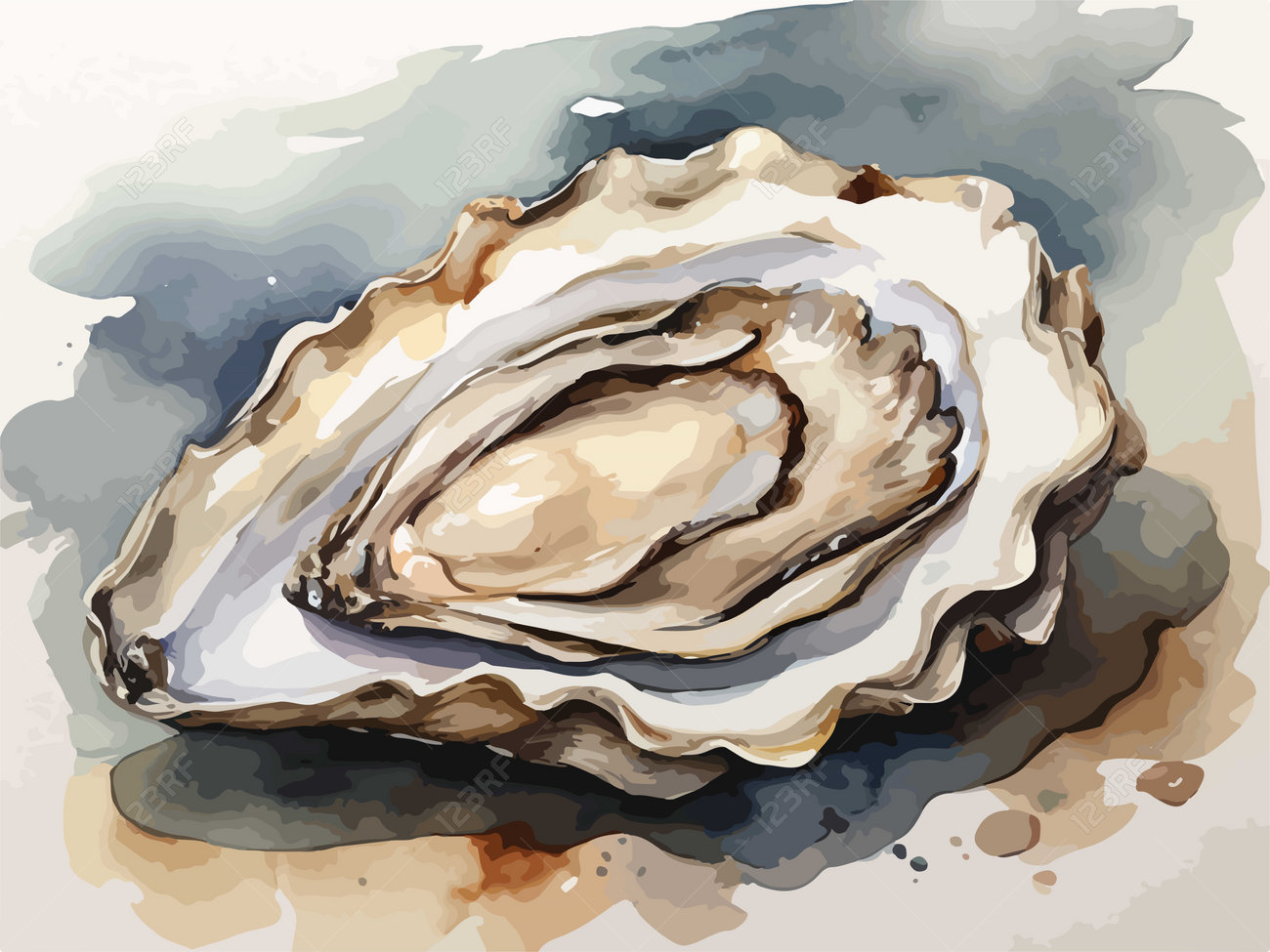 絵画　「津軽の牡蠣小屋」　水彩画 絵画 「津軽の牡蠣小屋」 水彩画 美術品・アンティーク・コレクション