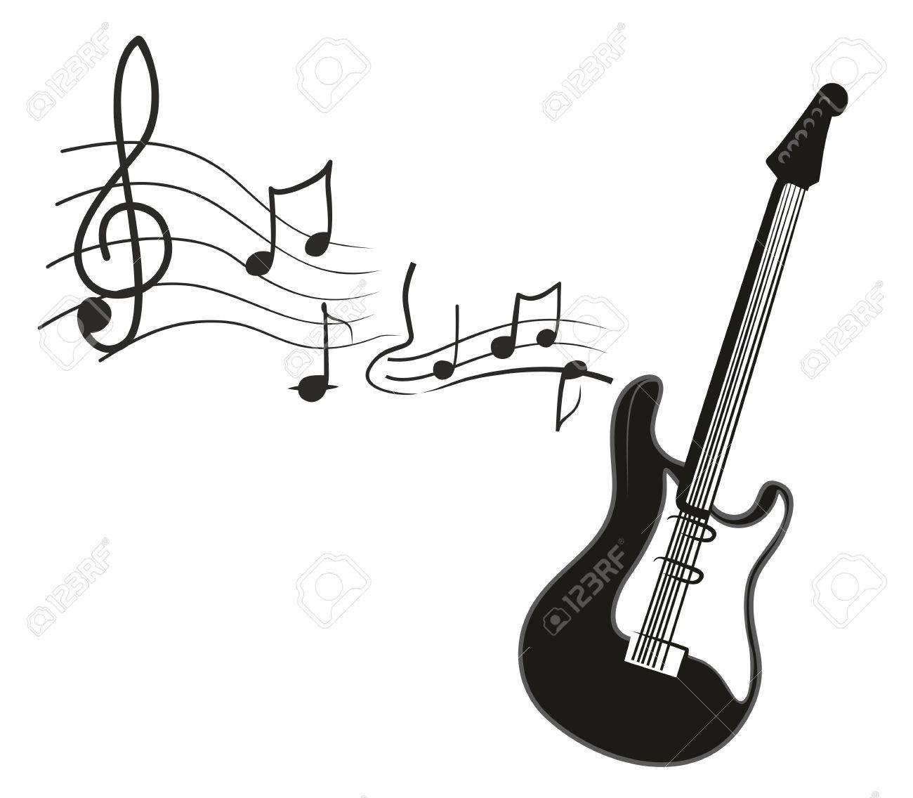 Electric Guitar With Notes. Royalty Free SVG, Cliparts, Vectors, And Stock  Illustration. Image 51441054.