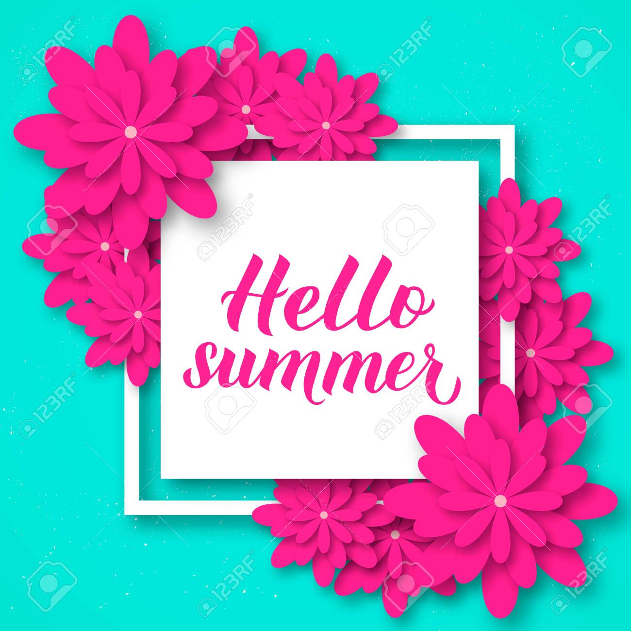 Hello Summer Calligraphy Hand Lettering With Origami Flowers