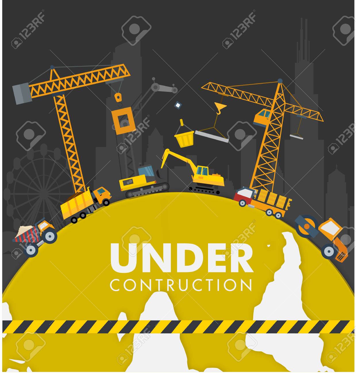 建設重機イラスト ポスター下のイラスト素材 ベクタ Image 建設重機イラスト ポスター下のイラスト素材 ベクタ Image