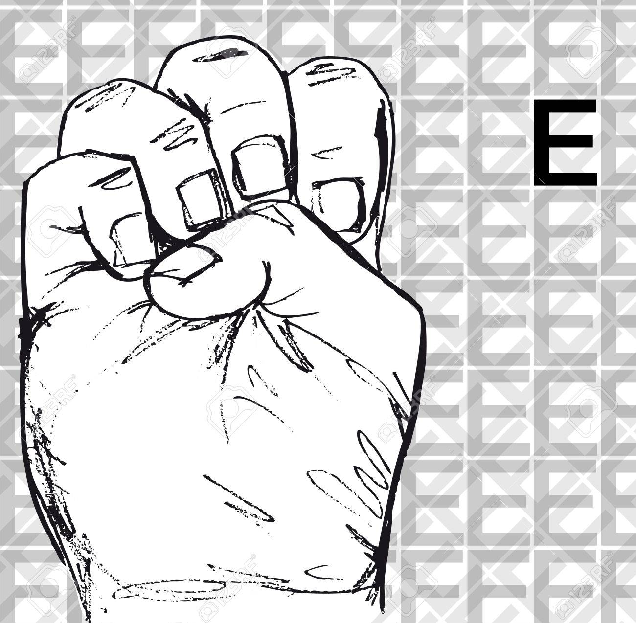 手話手のジェスチャーの手紙 E ベクター イラスト スケッチ のイラスト素材 ベクタ Image