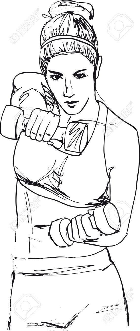 Sketch of a woman working out at the gym with dumbbell weights. Vector illustration - 13624595 Sketch of a woman working out at the gym with dumbbell weights. Vector illustration - 13624595