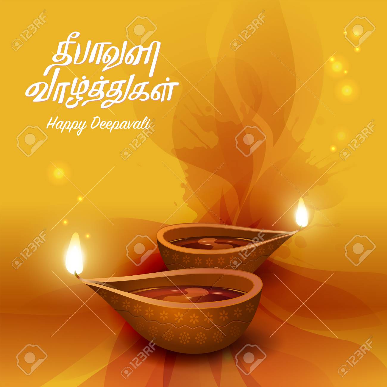 Deepavali Greetings Background. Tamil Character 