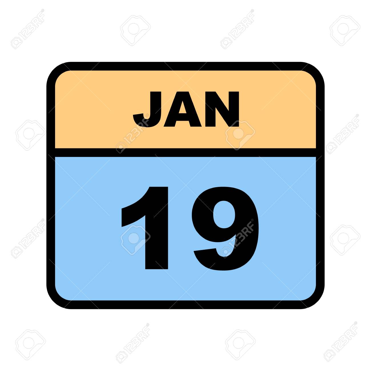 January 19th Date On A Single Day Calendar Royalty Free SVG, Cliparts,  Vectors, and Stock Illustration. Image 124675321.