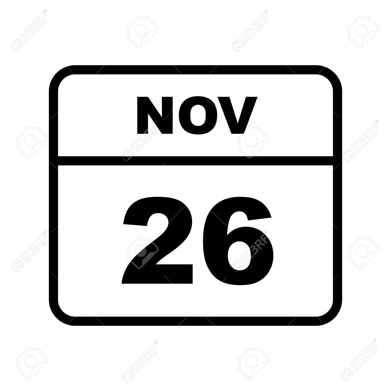 November 26th Date On A Single Day Calendar Royalty Free SVG, Cliparts,  Vectors, and Stock Illustration. Image 124434418.