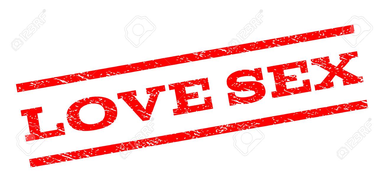 愛セックス透かしスタンプです グランジ デザイン スタイルと平行な線分間のテキスト キャプション スタンプ シール汚れた質感を持つ 白の背景にベクトル赤い色インク跡 のイラスト素材 ベクタ Image