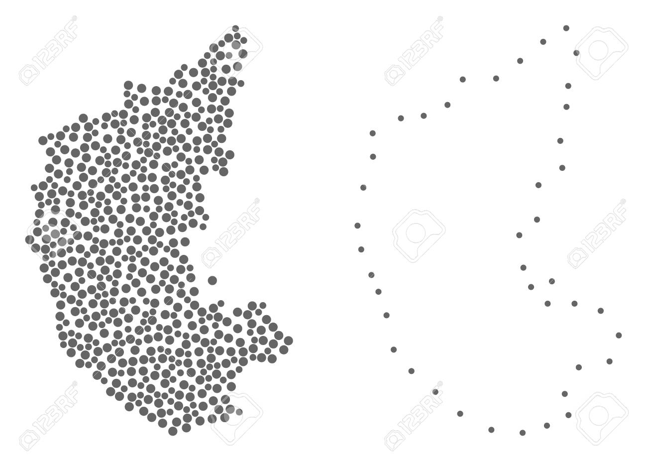 Dotted And Contour Map Of Karnataka State Formed With Dots. Vector Grey  Abstraction Of Map Of Karnataka State. Connect The Dots Educational  Geographic Drawing For Map Of Karnataka State. Клипарты, SVG, векторы,