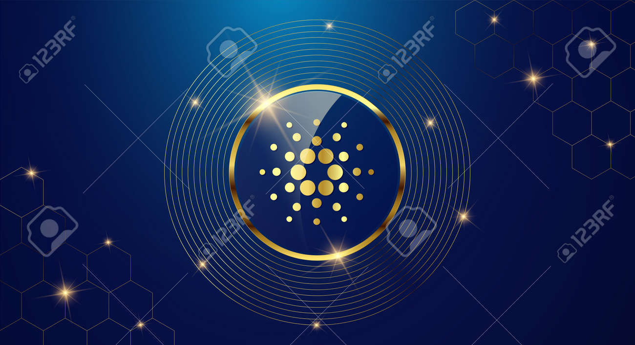 Criptomoneda De Token Cardano ( ADA ), Símbolo De Moneda De Oro En Círculo  De Oro Brillante. Ilustraciones svg, vectoriales, clip art vectorizado  libre de derechos. Image 179355454