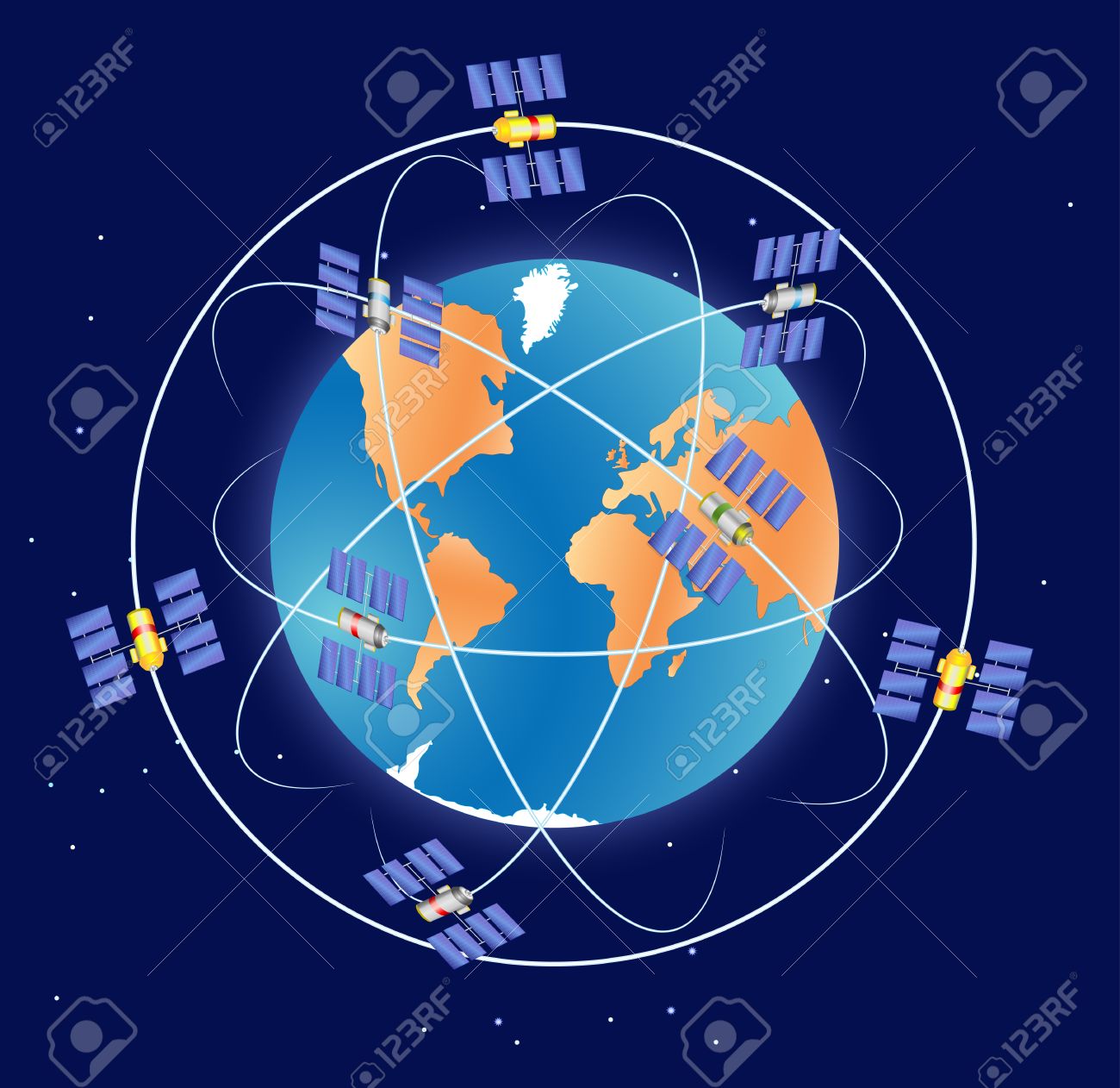 gps satellite in earth orbit global positioning system royalty free
