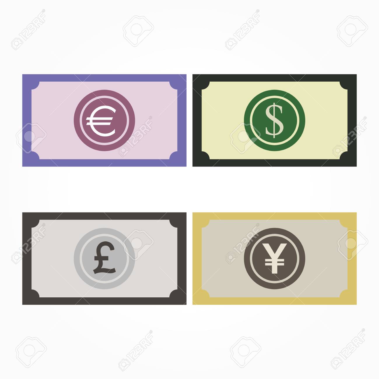 Money Dollar Euro Yen Pound Sterling Vector - 