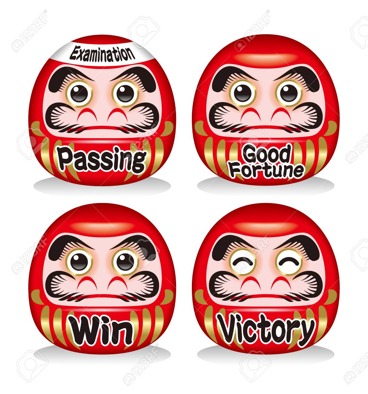 だるまは日本の幸運な人形です 試験 応援スポーツ用品 のイラスト素材 ベクタ Image