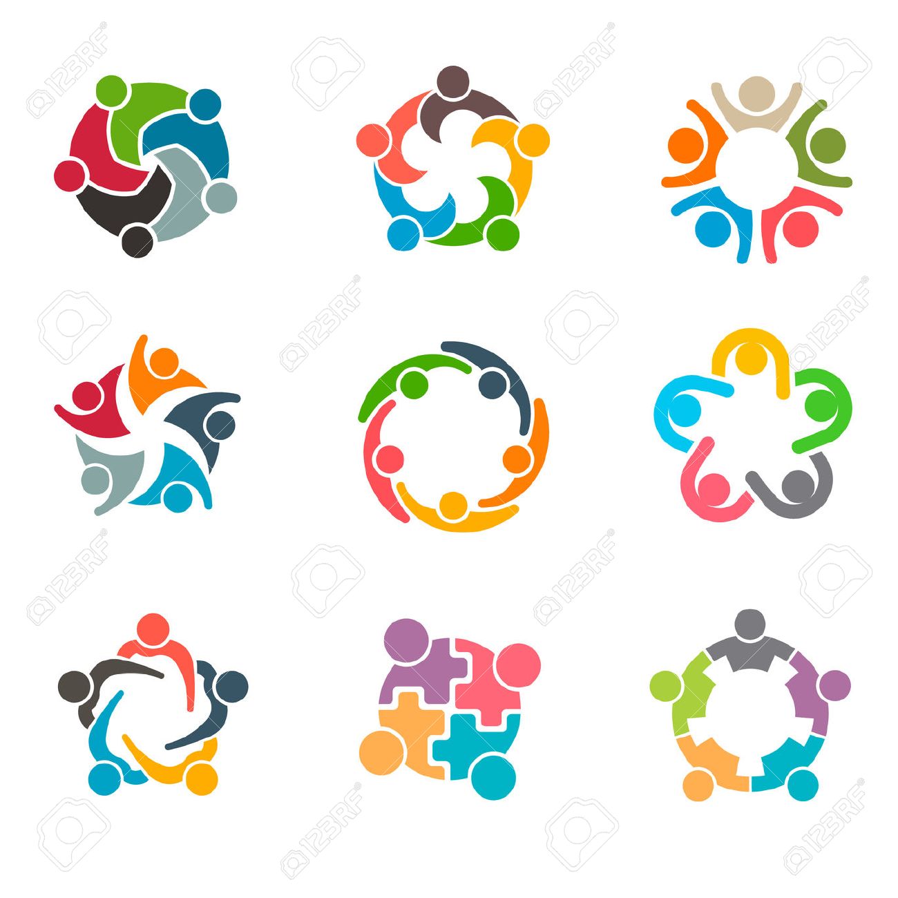 Satz Von Ungewohnlichen Menschen Gruppen Teamwork Logo Vektor Grafik Design Illustration Lizenzfreie Fotos Bilder Und Stock Fotografie Image 61698305