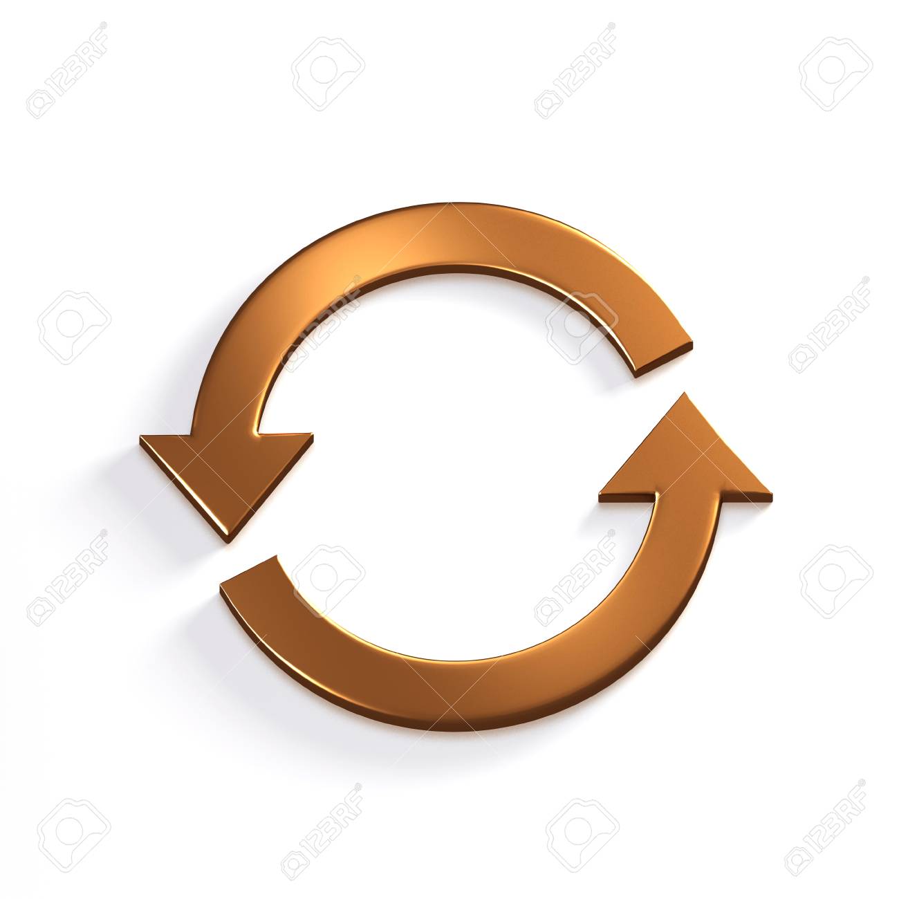 青銅の循環矢印 金 3d レンダリングのイラストレーション の写真素材 画像素材 Image