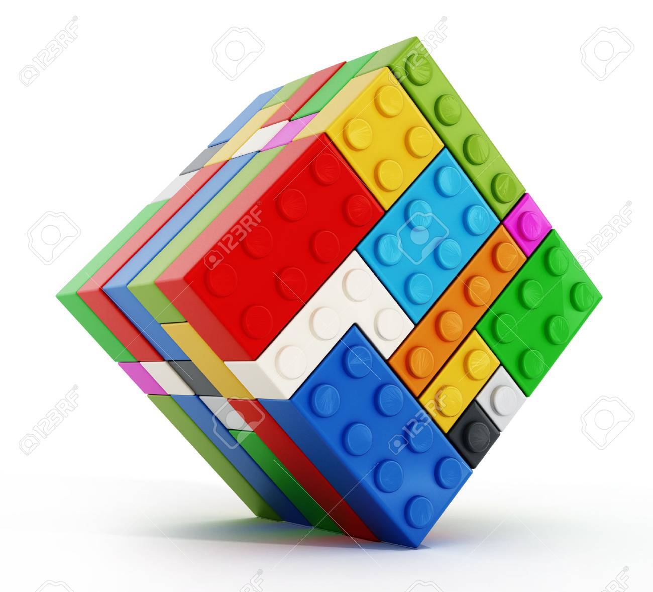 Multi colored toy blocks cube isolated on white background - 53585319 Multi colored toy blocks cube isolated on white background - 53585319