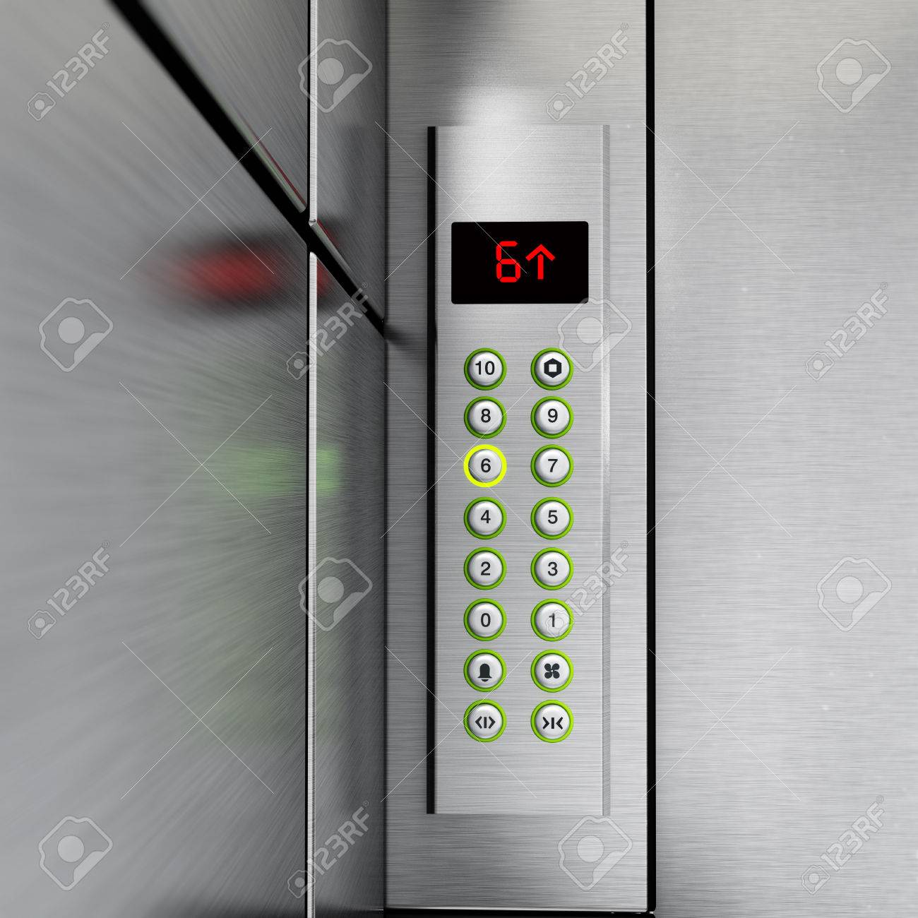 elevator panel with buttons and lcd display 3d illustration stock