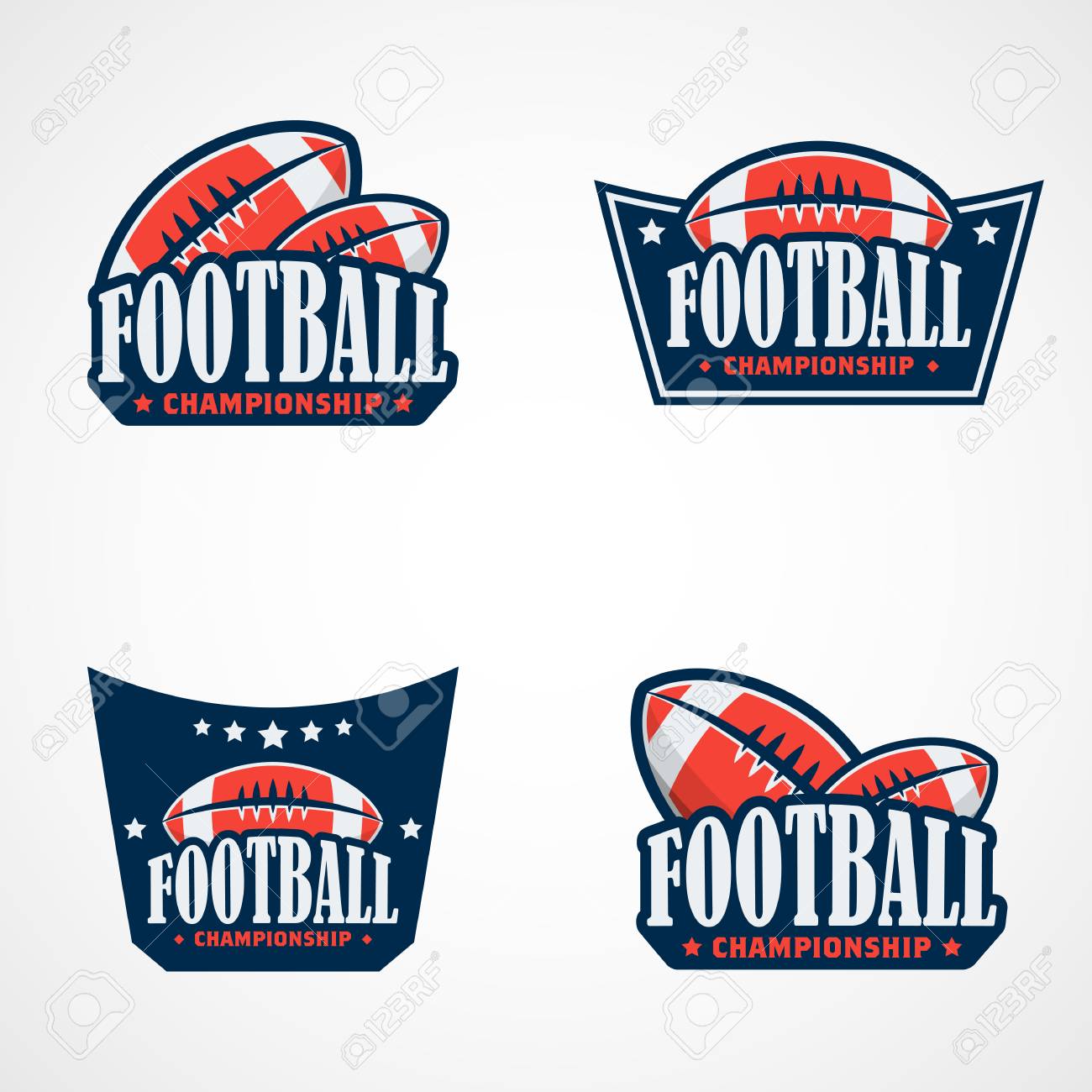 アメリカンフットボールロゴテンプレートのセット ベクトルカレッジロゴイラスト のイラスト素材 ベクタ Image