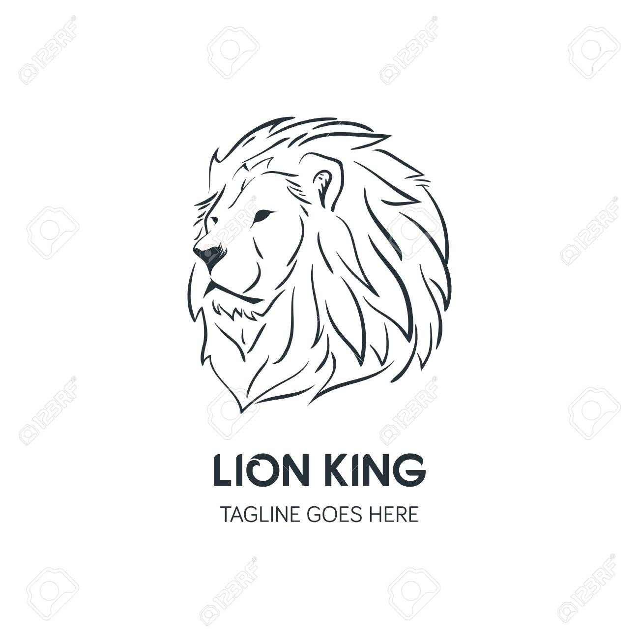 lion head logo template hand drawn creative logo vector