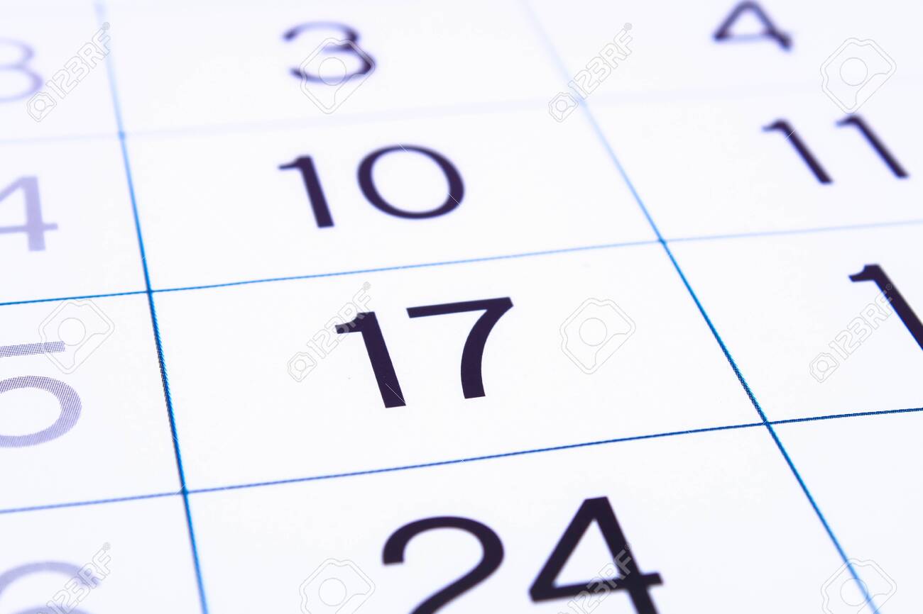 Calendar Page Close Up. Big Numbers. Calendar Page Background. Number 17.  Month Date. Stock Photo, Picture and Royalty Free Image. Image 128980490.