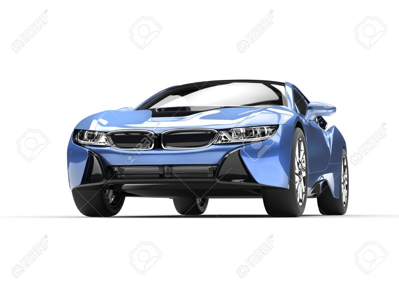 光青の現代スポーツの車 正面クローズ アップ ショット の写真素材 画像素材 Image