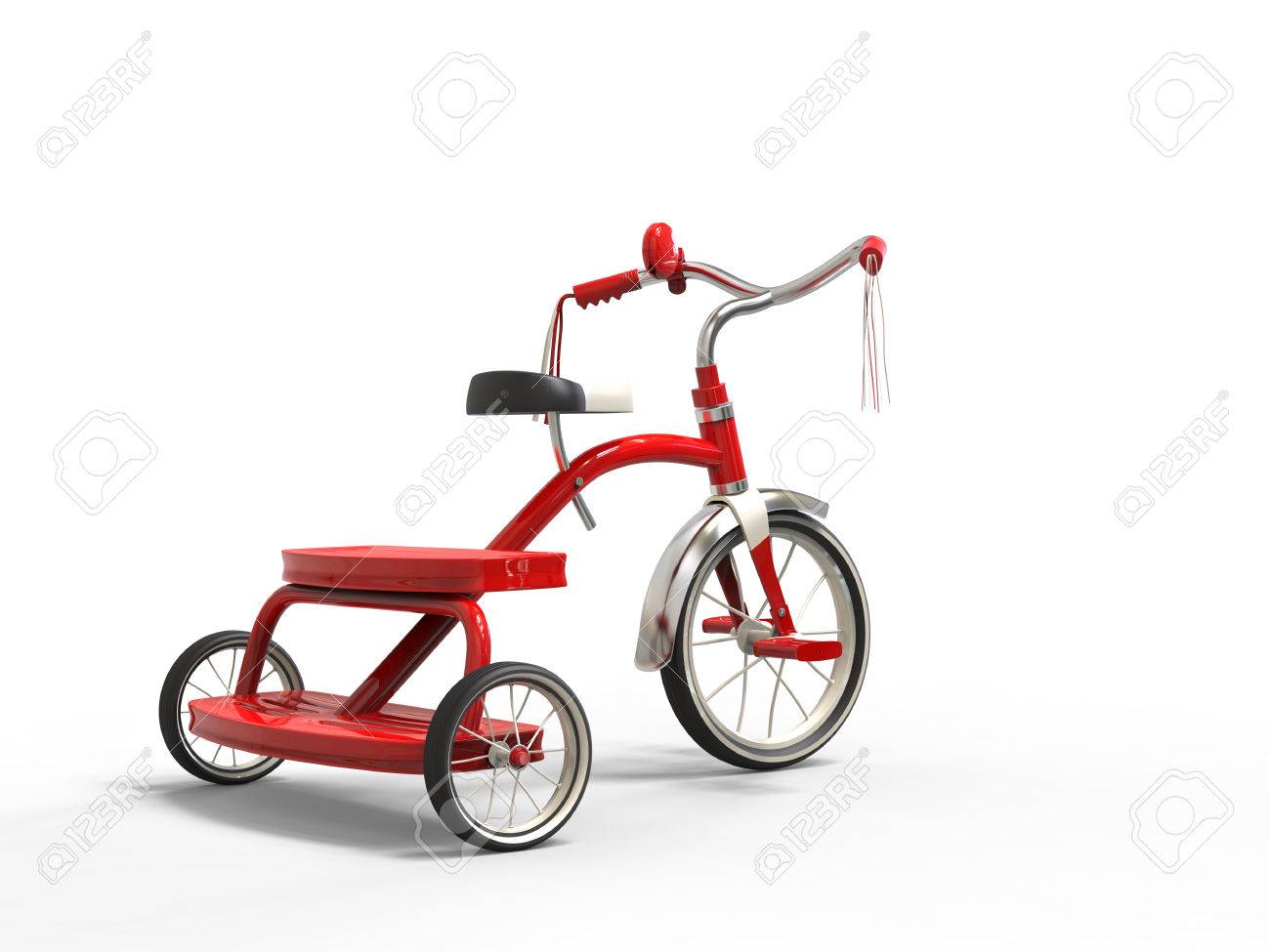 red and white tricycle
