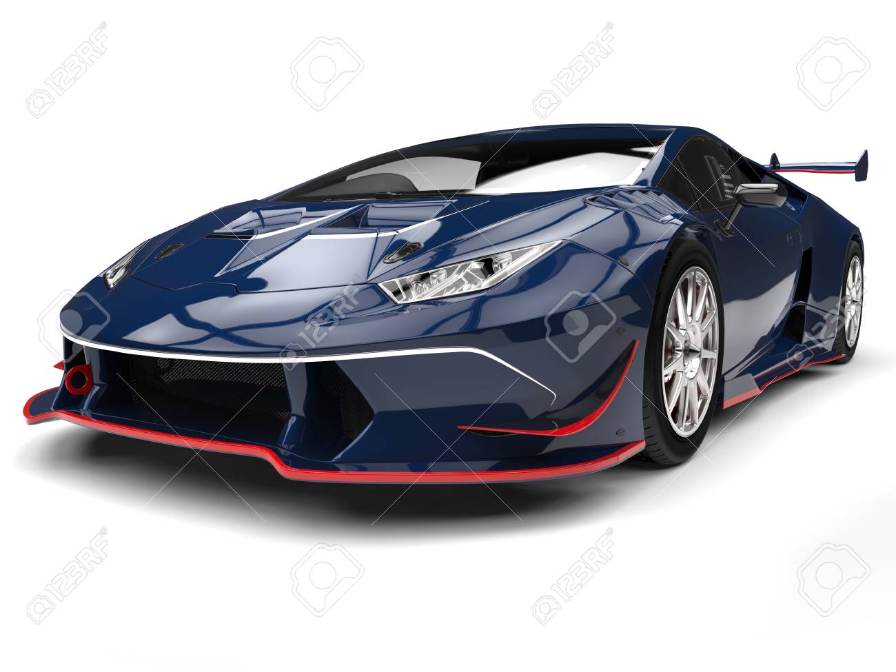 blue sports car in red 2