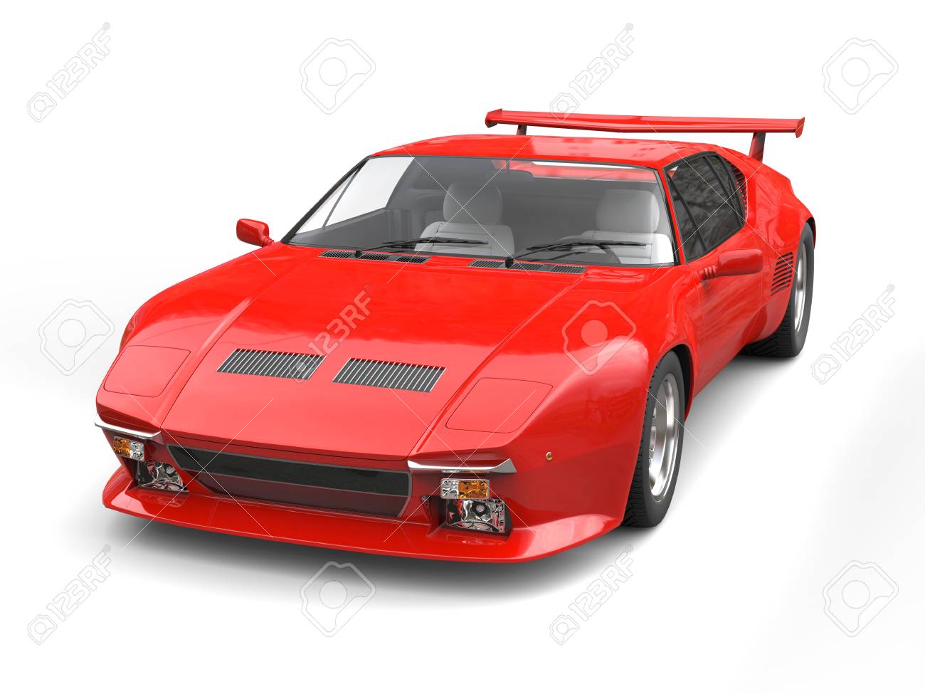 80 年代の赤いスポーツ ・ カー - スタジオ撮影の写真素材・画像素材