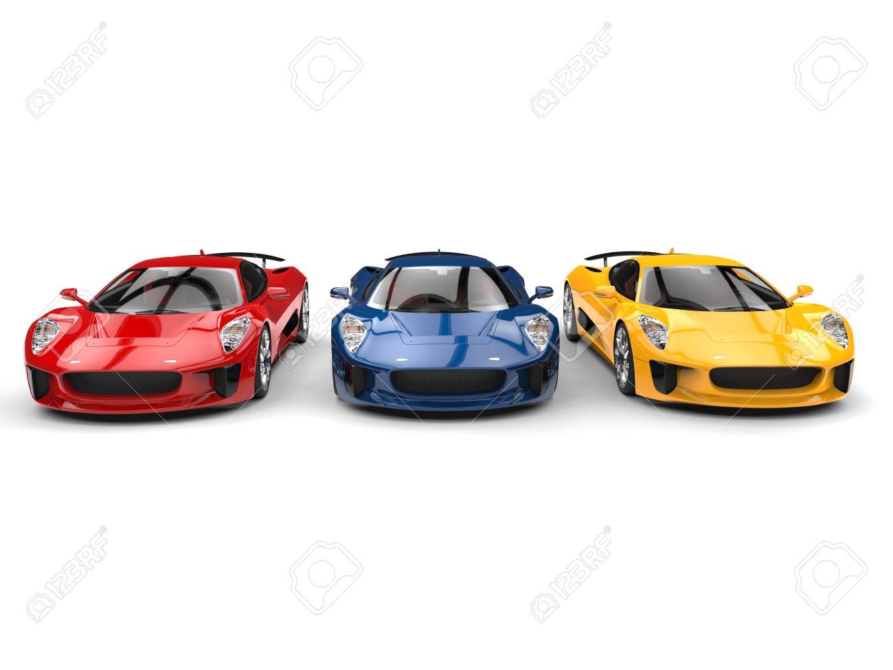 Beautiful Sports Cars In Primary Colors Stock Photo, Picture and Royalty  Free Image. Image 80170493., image size:1300x975