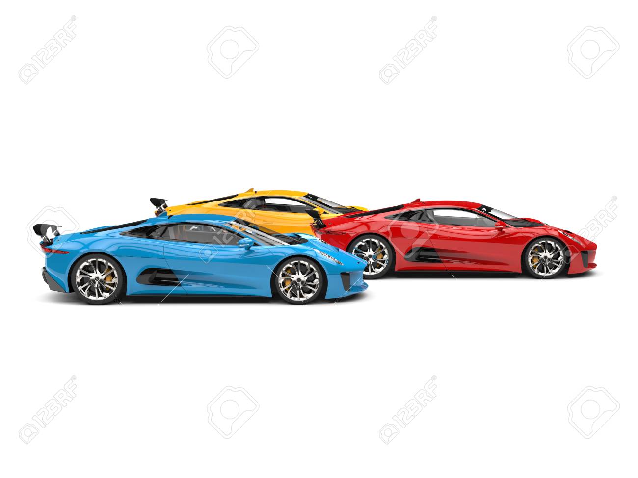 青 赤 黄色のスポーツカー の写真素材 画像素材 Image