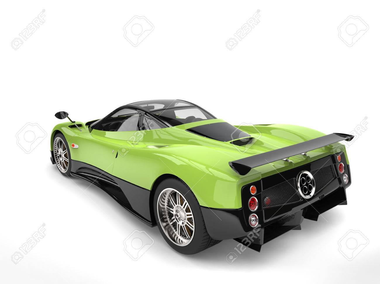 蛍光緑現代のスーパー車の後輪の真上のビューから の写真素材 画像素材 Image 8073