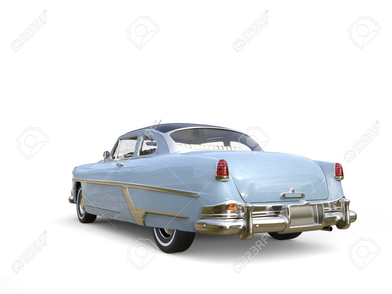 Beautiful Sky Blue Vintage Car Back View Stock Photo Picture And Royalty Free Image Image 81064421