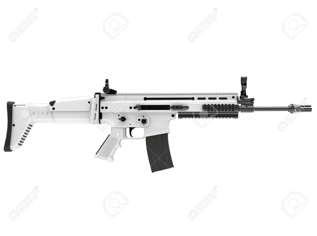 Download White Winter Modern Assault Rifle Side View Stock Photo Picture And Royalty Free Image Image 103732951