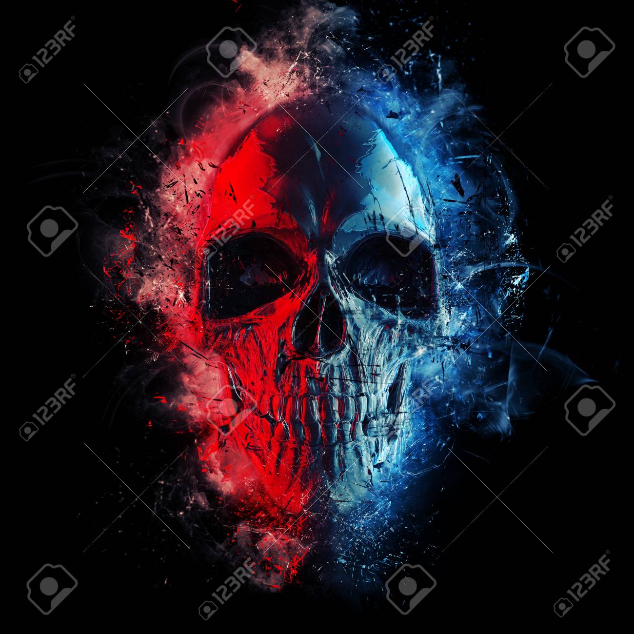 Red And Blue Skull Thrash Style Stock Photo Picture And Royalty Free Image Image Red And Blue Skull Thrash Style Stock Photo Picture And Royalty Free Image Image