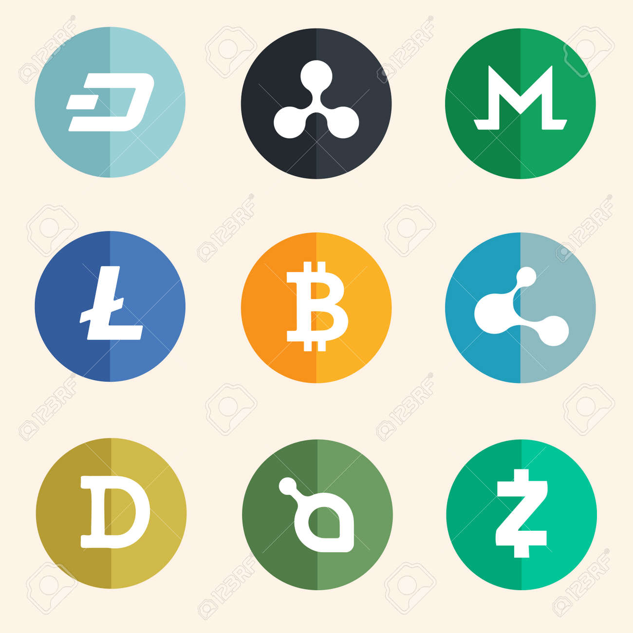 Crypto Currency Coins Collection. Web, Blockchain Icons Set. Royalty Free  SVG, Cliparts, Vectors, and Stock Illustration. Image 189224045.