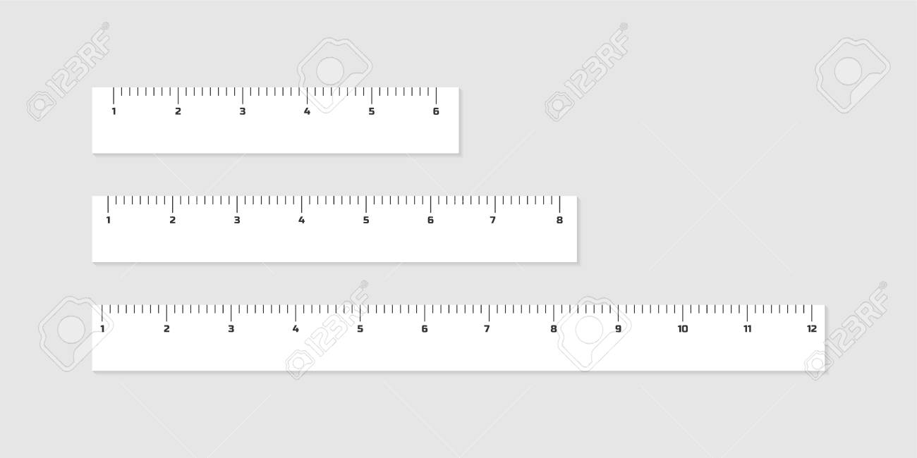 Wooden Different Size Rulers 6 8 And 12 Inch Long Isolated On