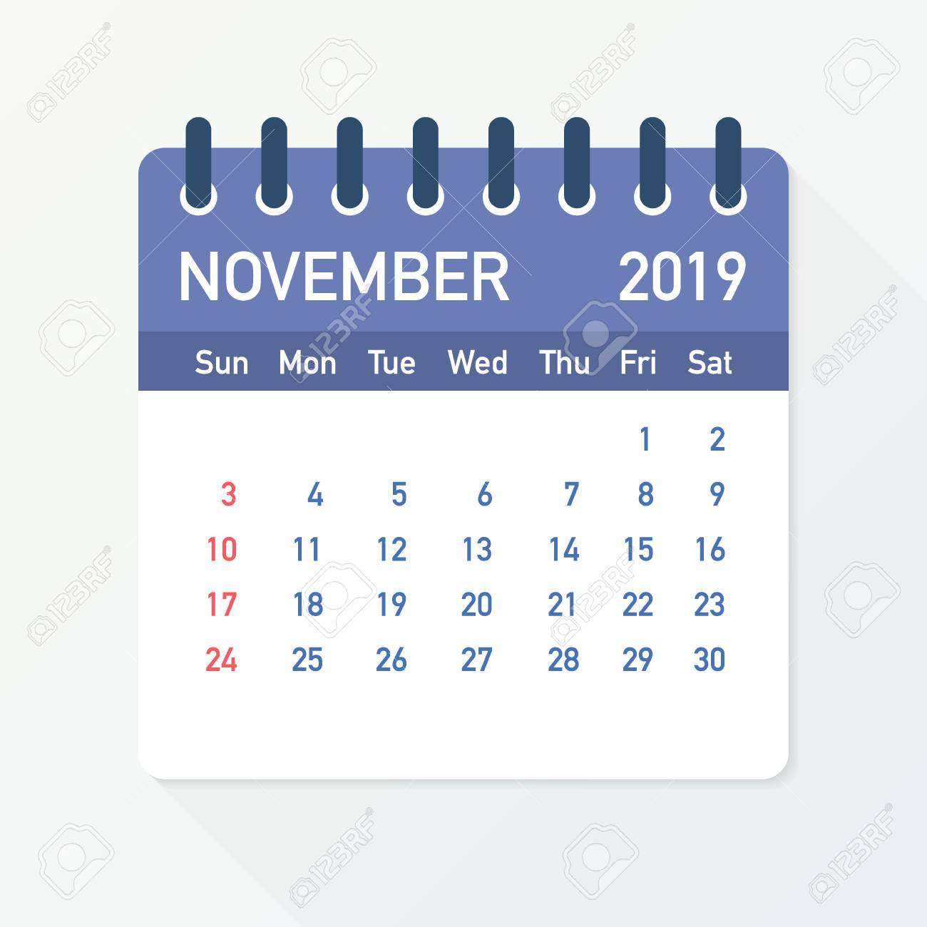 november 2019 calendar leaf calendar 2019 in flat style vector november 2019 calendar clipart