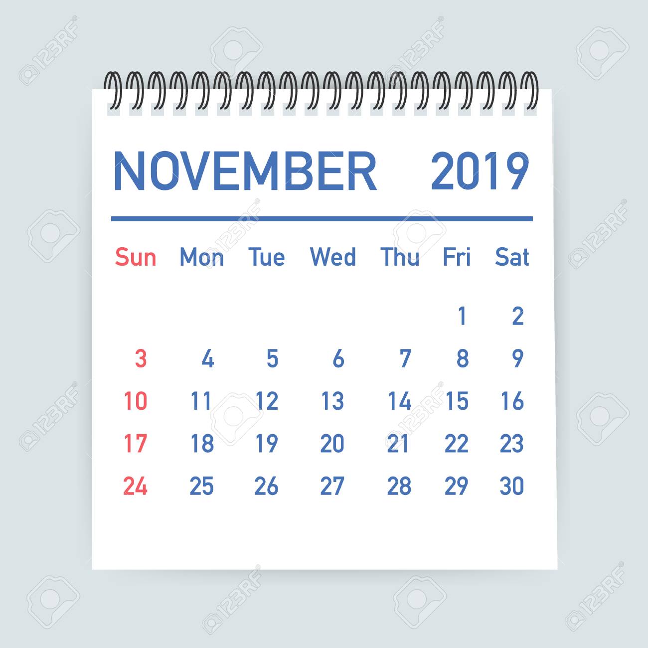 november 2019 calendar leaf calendar 2019 in flat style a5 november 2019 calendar clipart