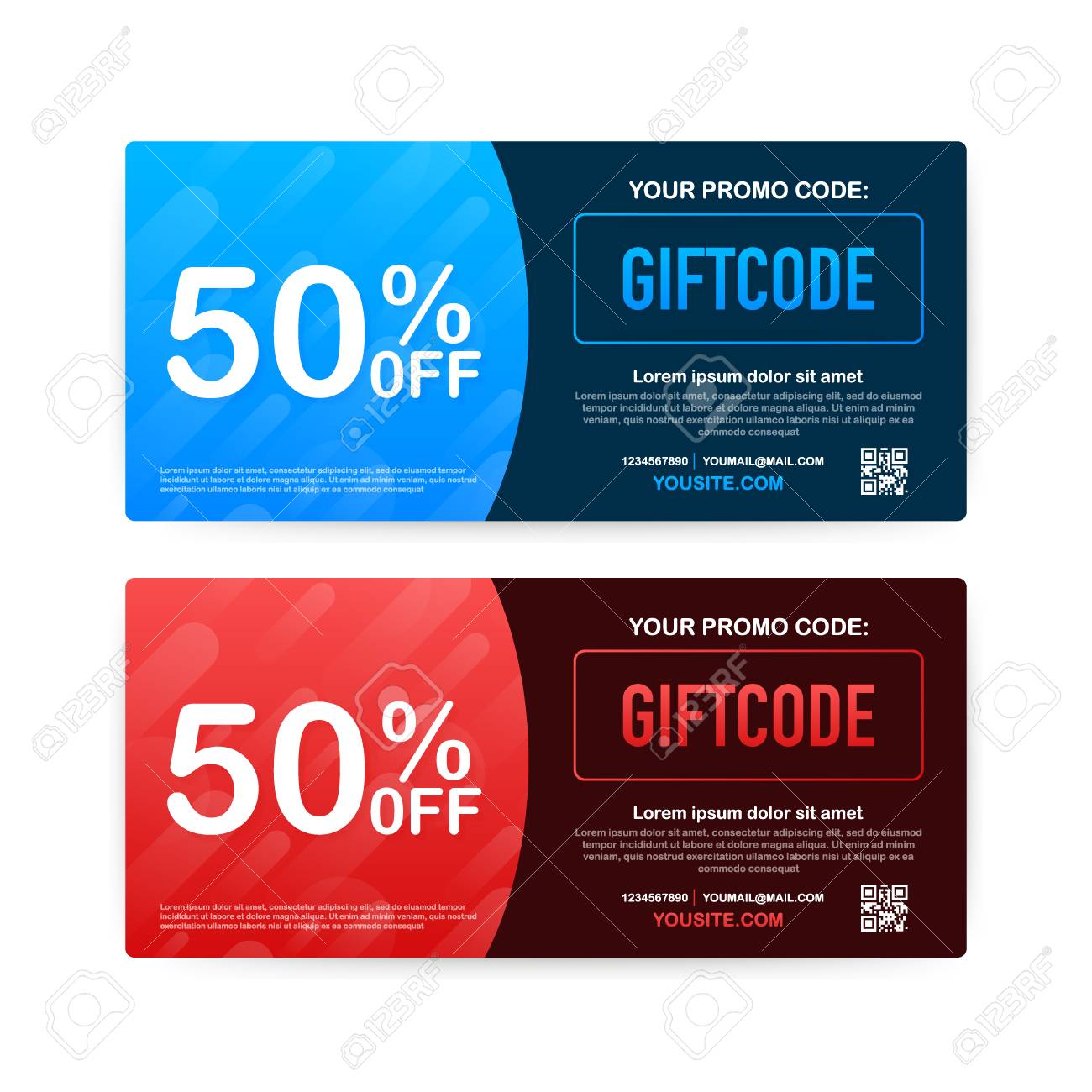 Promo Code. Vector Gift Voucher With Coupon Code. Premium EGift.. Royalty Free Cliparts, Vectors, And Stock Illustration. Image 120832480.