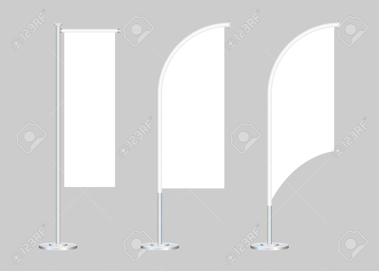 Download Beach Flag Stand Empty Template Mockup Set On A Grey Vector Royalty Free Cliparts Vectors And Stock Illustration Image 132801021