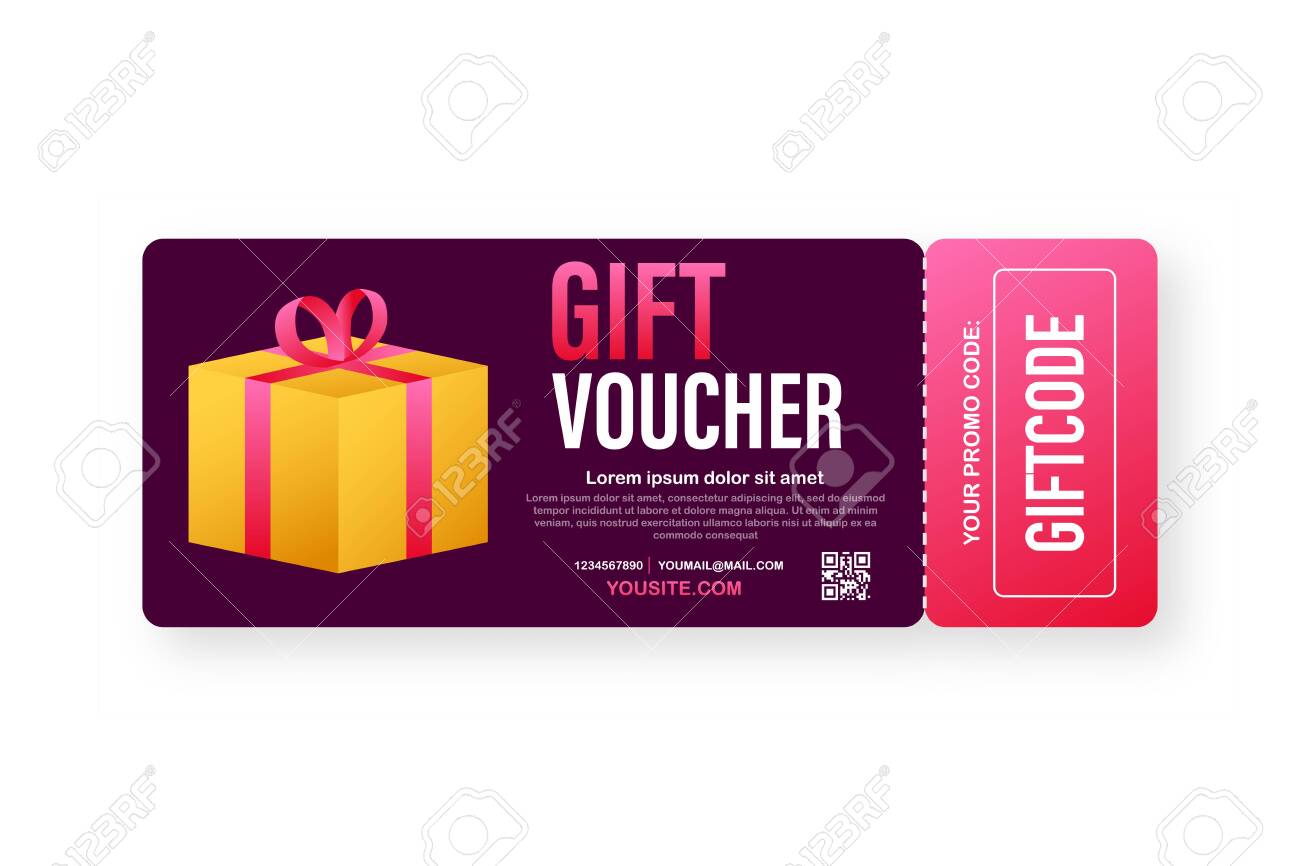 Template Red And Blue Gift Card Vector Gift Voucher With Coupon Royalty Free Cliparts Vectors And Stock Illustration Image 142346566